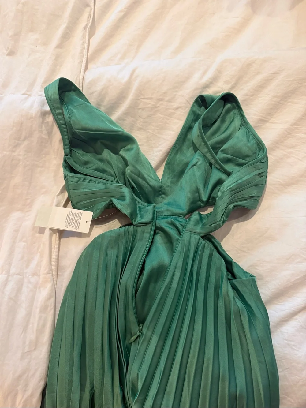 Abercrombie & Fitch Teal Green Pleated Cutout Maxi Dress